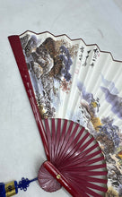 Load image into Gallery viewer, Landscape Clouds & Flowers Art Tassel Decorative Oriental Folding Hand Fan