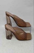 Load image into Gallery viewer, Zara Womens Brown Leather Square Toe Slip-On Transparent Slide Sandals Sz EUR 37