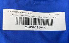 Load image into Gallery viewer, Armani Exchange Mens Blue Cotton Collared Long Sleeve Button-Up Shirt Size M