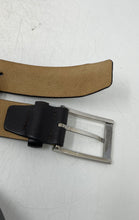 Load image into Gallery viewer, Rene Lezard Mens Black Leather Single Prong Buckle Adjustable Dress Belt