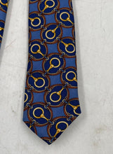 Load image into Gallery viewer, Burberrys Mens Blue Printed Silk Adjustable Keeper Loop Designer Tie