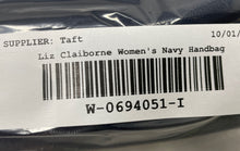 Load image into Gallery viewer, Liz Claiborne Womens Navy Blue Leather Double Handle Charm Shoulder Handbag