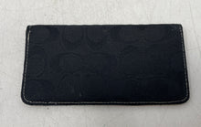 Load image into Gallery viewer, Coach Womens Black Signature Print Flap Mini Checkbook Cover Wallet