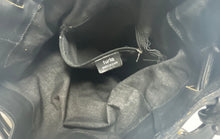 Load image into Gallery viewer, Authentic Furla Womens Black Silver Leopard Print Drawstring Bucket Bag Damaged