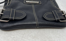 Load image into Gallery viewer, Franco Sarto Womens Black Pebbled Leather Adjustable Strap Zip Top Crossbody Bag