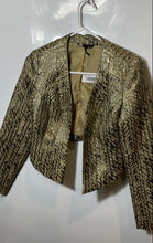 Load image into Gallery viewer, French Connection Womens Gold Printed Long Sleeve Cropped Blazer Jacket Size XS