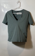 Load image into Gallery viewer, Zara Womens Green Short Sleeve V-Neck Stretch Pullover T-Shirt Size Small