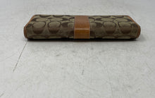Load image into Gallery viewer, Coach Womens Beige Brown Signature Canvas Card Holder Checkbook Bifold Wallet