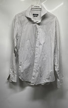 Load image into Gallery viewer, Bugatchi Mens White Gray Geometric Print Cotton Long Sleeve Button-Up Shirt Sz M
