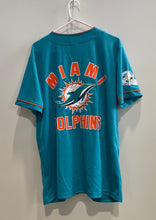 Load image into Gallery viewer, NFL Team Apparel Mens Green Short Sleeve Button Front Miami Dolphins Jersey Sz M