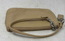 Load image into Gallery viewer, Coach Womens Beige Pebbled Leather Corner Zip Mini Wristlet Wallet