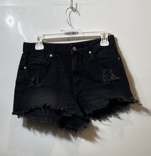 Load image into Gallery viewer, Forever 21 Womens Black Denim Cotton Distressed Raw Hem Cut-Off Shorts Size 27