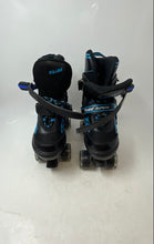 Load image into Gallery viewer, Power Superb Girls Black Blue Adjustable Quad Roller Skate Size Medium (35-38)