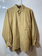 Load image into Gallery viewer, Tommy Hilfiger Mens Khaki Cotton Long Sleeve Collared Button-Up Shirt Size M