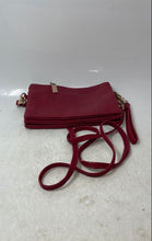 Load image into Gallery viewer, Michael Kors Womens Red MK Logo Medallion Leather Outer Pocket Crossbody Bag