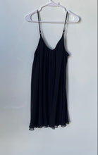 Load image into Gallery viewer, Express Womens Black Spaghetti Straps Embroidered V-Neck Mini Dress Size M