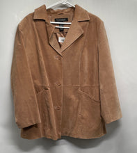 Load image into Gallery viewer, Dialogue Womens Tan Suede Long Sleeve Pockets Button Front Blazer Jacket Size 1X