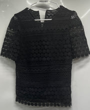 Load image into Gallery viewer, Express Womens Black Short Sleeve Round Neck Blouse Top Size Medium