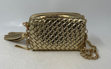 Load image into Gallery viewer, Aldo Womens Braidax Gold Woven Detachable Chain Strap Zip Top Crossbody Bag