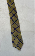 Load image into Gallery viewer, Oscar De La Renta Mens Yellow Blue Plaid Silk Adjustable Keeper Loop Pointed Tie