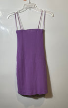 Load image into Gallery viewer, Zara Womens Purple Ribbed Spaghetti Strap Mini Bodycon Dress Size Medium