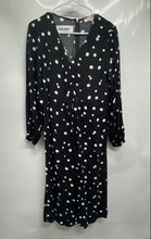 Load image into Gallery viewer, Loft Ann Taylor Womens Black White Dotted Print Long Sleeve A-Line Dress Size 0P