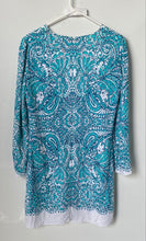 Load image into Gallery viewer, Lilly Pulitzer Womens Turquoise White Paisley Long Sleeve Tunic Dress Size S