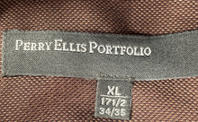 Load image into Gallery viewer, Perry Ellis Portfolio Mens Brown Cotton Pointed Collar Dress Shirt Size XL 17.5