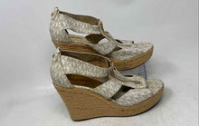 Load image into Gallery viewer, Michael Kors Womens Beige Signature Print Wedge Platform Sandals Size 9.5M