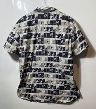 Load image into Gallery viewer, Hugo Boss Mens Blue White Leaf Print Short Sleeve Slim Fit Button-Up Shirt Sz XL