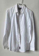 Load image into Gallery viewer, Hugo Boss Mens White Cotton Slim Fit Two Ply Collared Dress Shirt Size 16.5