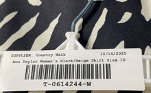 Load image into Gallery viewer, Ann Taylor Womens Black Beige Abstract Print Flap Front Short Wrap Skirt Size 10