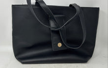 Load image into Gallery viewer, Anne Klein Womens Black Pebbled Leather Double Handle Shoulder Tote Bag