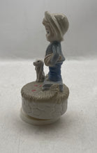 Load image into Gallery viewer, Young Boy With Puppy Home Decor Porcelain Musical Figurine Collectible