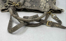 Load image into Gallery viewer, GILI Brand Womens Gray Animal Print Leather Inner Pockets Tassel Tote Bag