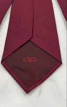 Load image into Gallery viewer, Valentino Mens Burgundy Textured Silk Keeper Loop Adjustable Pointed Tie