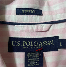 Load image into Gallery viewer, U.S. Polo Assn. Mens Pink Checked Print Stretch Collared Button-Up Shirt Size L