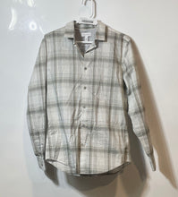 Load image into Gallery viewer, Calvin Klein Mens White Gray Plaid Long Sleeve Button-Up Shirt Size S/P