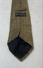 Load image into Gallery viewer, Pavone Mens Brown Grid Pattern Silk Formal Adjustable Keeper Loop Designer Tie