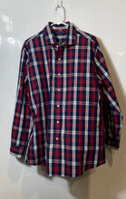 Load image into Gallery viewer, Tommy Hilfiger Mens Red Blue Plaid Long Sleeve Collared Dress Shirt Size Large