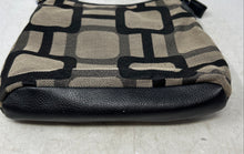 Load image into Gallery viewer, Nine West Womens Gray Black Geometric Faux Leather Trim Zip Top Crossbody Bag