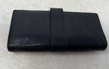Load image into Gallery viewer, Armani Exchange Womens Black Leather Two Buckle Flap Pocket Snap Bifold Wallet