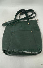 Load image into Gallery viewer, Carlos By Carlos Santana Womens Dark Green Croc-Embossed Double Handle Tote Bag
