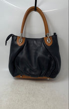 Load image into Gallery viewer, Valentina Womens Black Brown Pebbled Leather Double Handle Zip Top Shoulder Bag