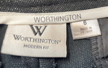 Load image into Gallery viewer, Worthington Womens Black Flat Front Straight Leg Modern Fit Trouser Pants Size 6