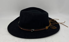Load image into Gallery viewer, Mens Black Wide Brim Classic Western Cowboy Fedora Hat