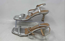 Load image into Gallery viewer, Unisa Womens Silver Leather Open Toe Adjustable Strap Slingback Heels Sz EUR 41