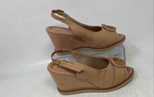 Load image into Gallery viewer, Piccadilly Womens Beige Peep Toe Wedge Heel Adjustable Strap Slingback Sandals 6