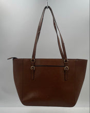 Load image into Gallery viewer, Authentic Lauren Ralph Lauren Womens Brown Leather Double Handle Tote Handbag