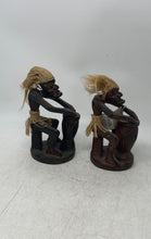 Load image into Gallery viewer, Collectible Tribal Tiki Man Drummer Handmade Wooden Primitive Figure